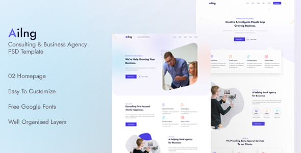 Ailng Creative Consulting & Business Agency PSD Template