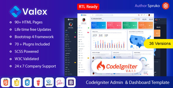 Valex – Codeigniter Admin panel Template