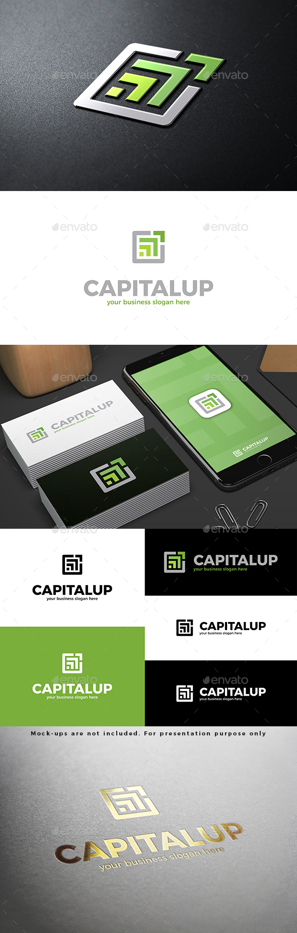 Capital Up Logo Abstract Green Arrows