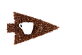 Arrow of coffee beans with a white cup - PhotoDune Item for Sale