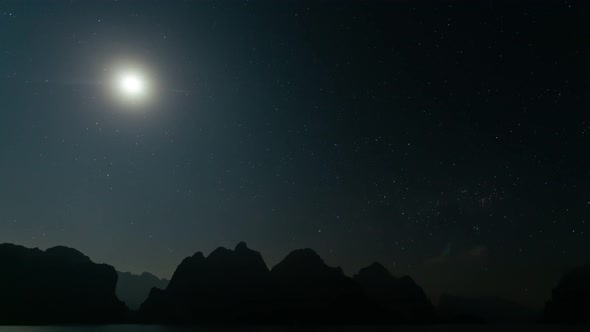 Time Lapse Moon Above The Lagoon.