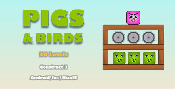 Pigs And Birds - HTML5 Game (Construct 3)