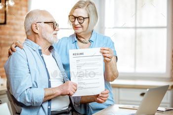 ocument indoors. Concept of work in older age