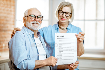 ocument indoors. Concept of work in older age