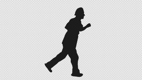 Black and White Silhouette of Running Man, Alpha Channel alt