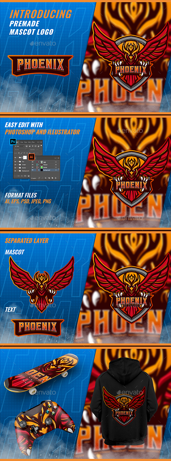 Guardian Phoenix - Mascot Esport Logo Template