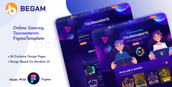 Begam - Online Gaming Tournaments Figma Template
