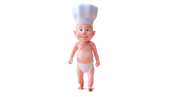 Fun 3D cartoon of a baby chef