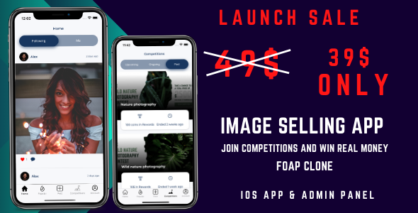 Image competition app with Admin panel - Foap clone - Earn by selling images