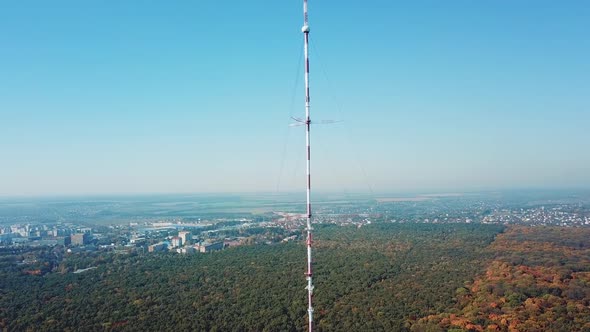 telecommunication antenna for television and radio broadcasting is located outside the city