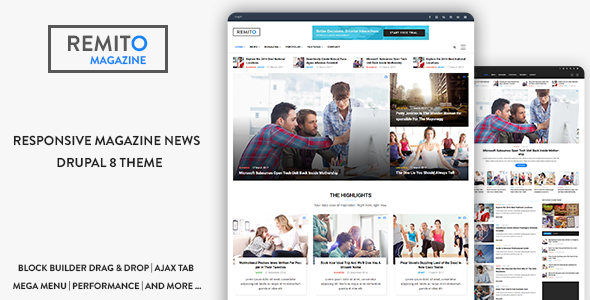 Remito - Responsive Magazine News Temat Drupal 8.7