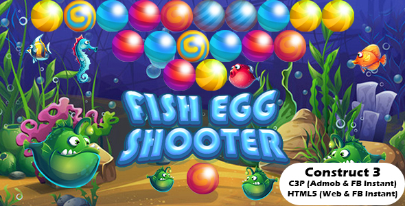 Fish Egg Shooter (Construct 3 | C3P | HTML5) Bubble Shooter Game