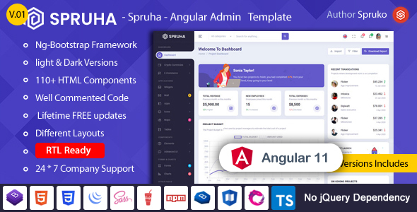 Spruha - Angular Admin & Dashboard Template / Themeforest, Site templates, Admin templates