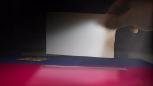 Digital Composite Hand Voting To National Flag OF Liechtenstein