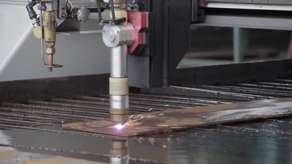Detail of a metal laser cutting machine
