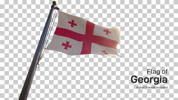 Georgia Flag on a Flagpole with Alpha-Channel