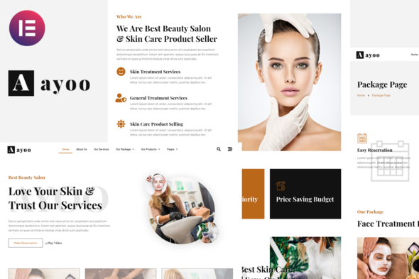 Ayoo - Beauty Salon Services Elementor Template Kits