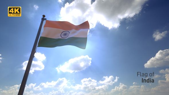 India Flag on a Flagpole V4 - 4K