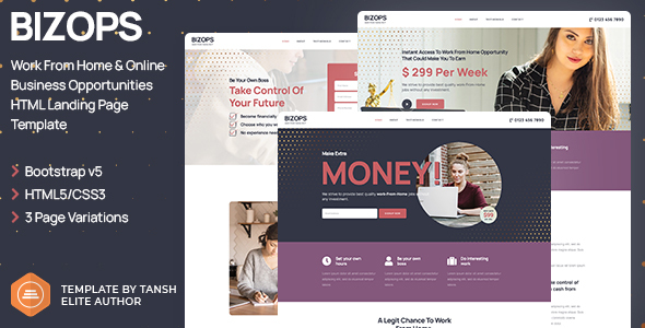 Bizops - Online Business Opportunities HTML Landing Page Template