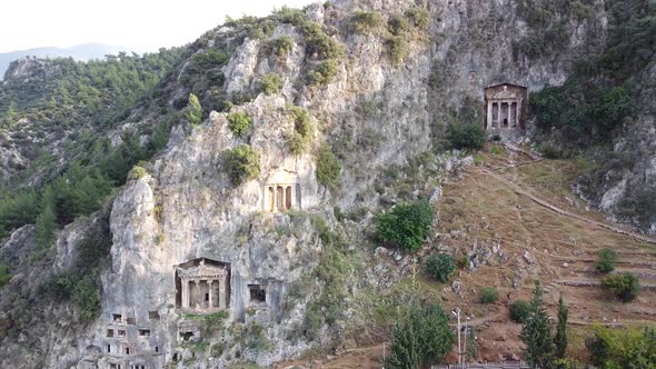 The ancient Lycian tomb built in rock in Fethiye, Turkey. Like Petra.