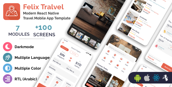 Felix Travel - Kompletny szablon aplikacji turystycznej React Native