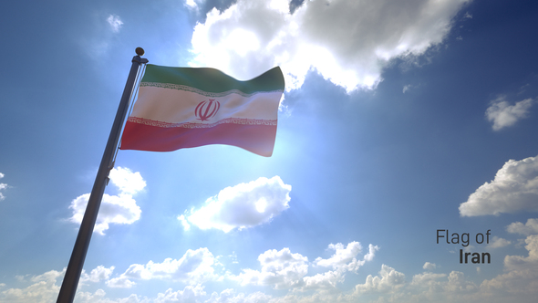 Iran Flag on a Flagpole V4