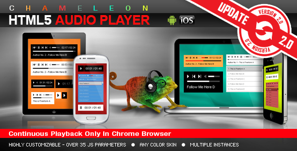 Chameleon HTML5 Audio Player z / bez listy odtwarzania