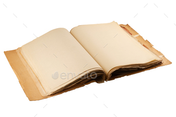 open file folder with aged light brown empty pages