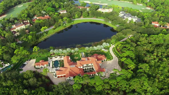 Aerial Footage Super Mansion At Bears Club Jupiter Florida Usa