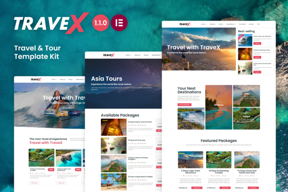 TraveX - Travel & Tour Agency Elementor Template Kit