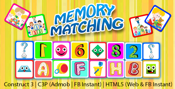 Memory Matching Game for Kids (Construct 3 | C3P | HTML5) Kids Game