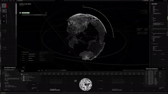 Orbital satellite technology is used for projection of digital earth globe alt