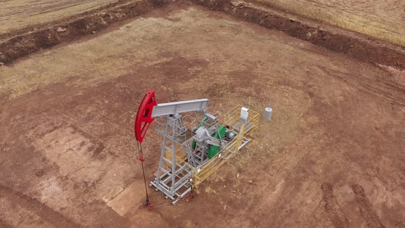 Pump Jack in Vast Oil Fields in Russia