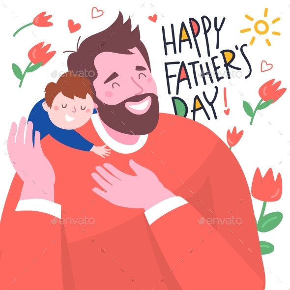 Happy Father's Day Lettering and Happy Dad