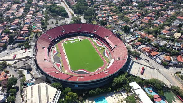 Cityscape of Sao Paulo Brazil. Stunning landscape of sports centre at downtown.