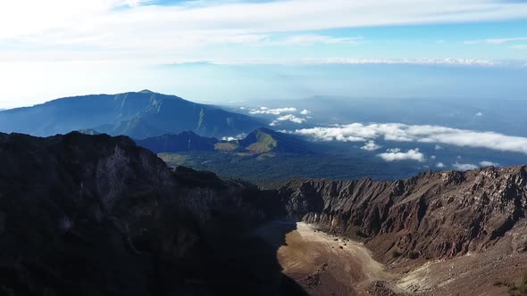 Stunning High Altitude Aerial Panoramic View From Mount Rinjani On Lombok In Indonesia