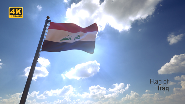 Iraq Flag on a Flagpole V4 - 4K