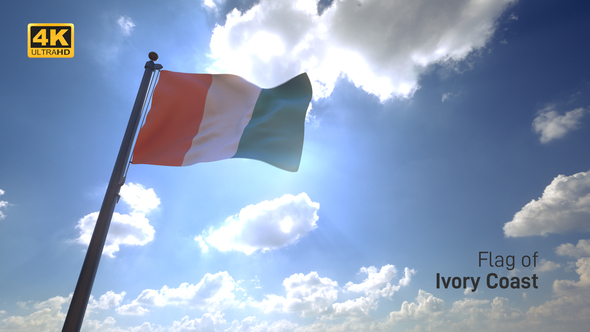 Ivory Coast Flag on a Flagpole V4 - 4K