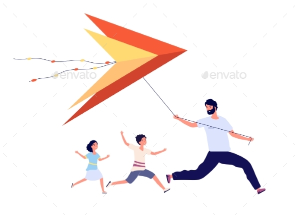 Father Flying Kite