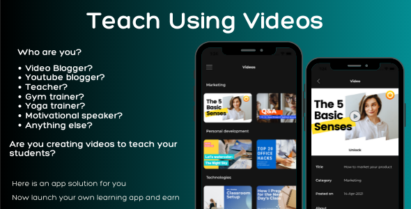 Teach via video android app with admin panel | Solution for teachers and video bloggers to earn