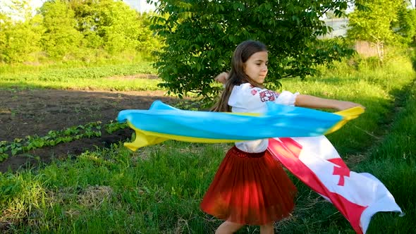 Patriot Child with Ukrainian Flag and Georgia