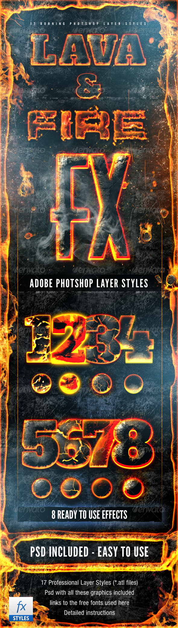 Hot Lava and Fire Layer Styles Text Effects