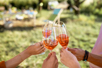 Clinking wine glasses outdoors / Photodune, Misc