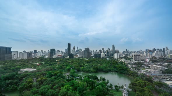 Time Lapse Public Park and Highrise Buildings Cityscape in Metropolis City