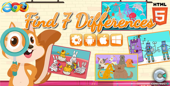 Find Differences - Html5 Game - Construct 3 (C3P)