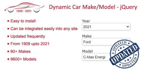 Dynamic Car Make / Model 2016 - jQuery