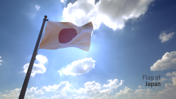 Japan Flag on a Flagpole V4