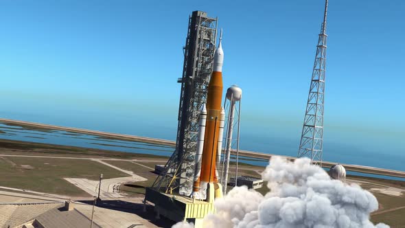 Big Heavy Rocket Launch From Launchpad At Cape Canaveral