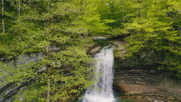 Small and Marvelous Waterfall in Okatse River Natural Monument in Imereti Region Georgia