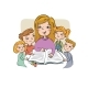 Woman Reading a Book to Children - GraphicRiver Item for Sale